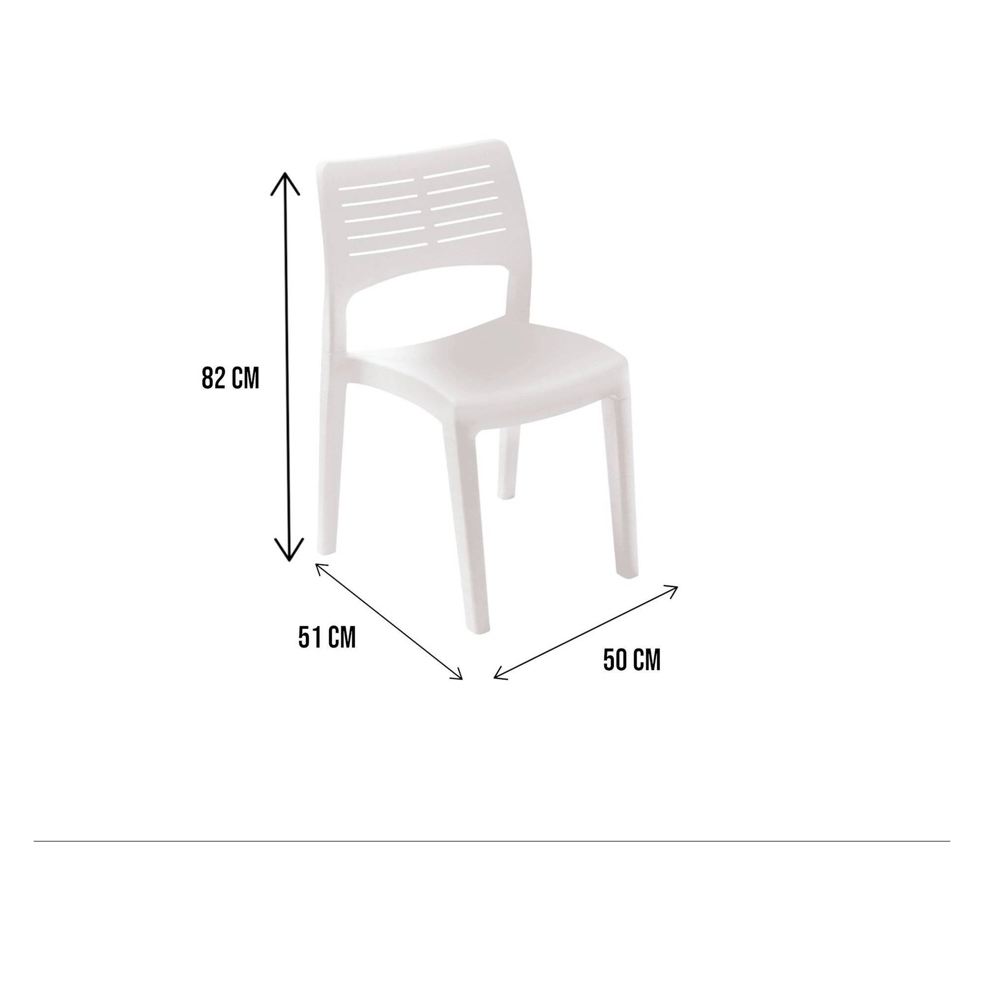 Dmora - Chaise d'extérieur Gaeta, siège de jardin, chaise pour table à manger, fauteuil d'extérieur, 100% Made in Italy, 50x51h82 Cm, blanc - Imagen 3