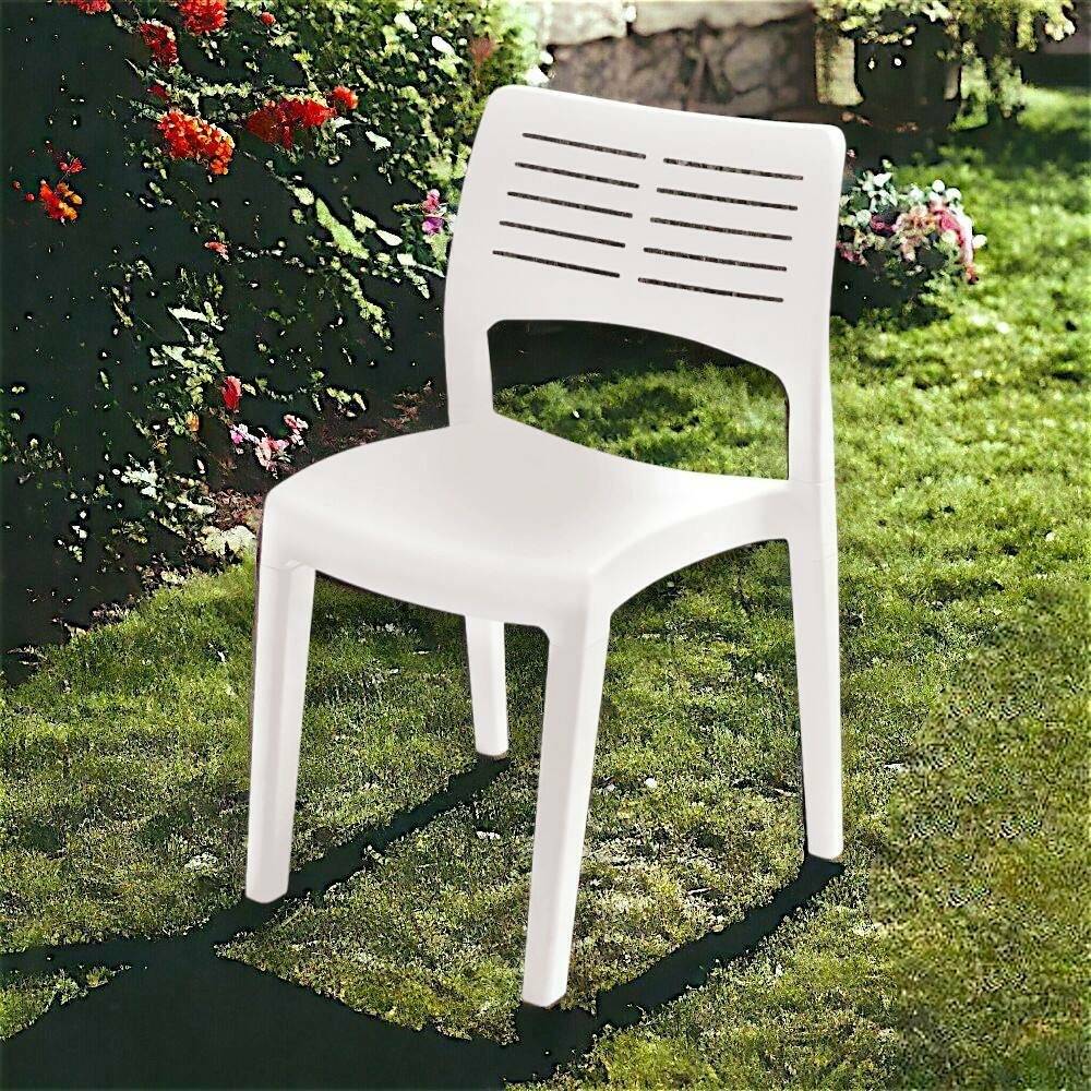 Dmora - Chaise d'extérieur Gaeta, siège de jardin, chaise pour table à manger, fauteuil d'extérieur, 100% Made in Italy, 50x51h82 Cm, blanc - Imagen 4