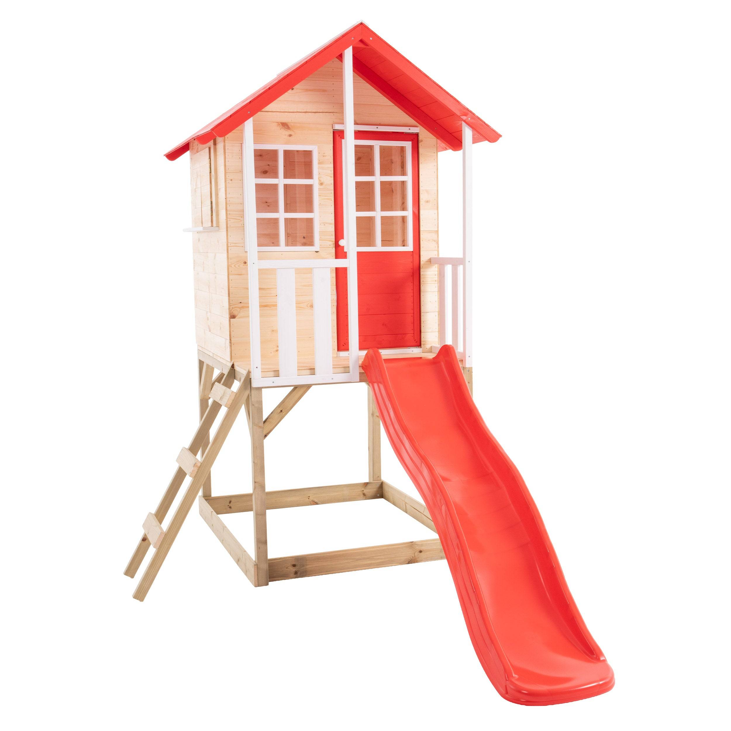 Maisonnette modulable sur pilotis avec balcon et glissière COQUELICOT en bois FSC® - Image 2