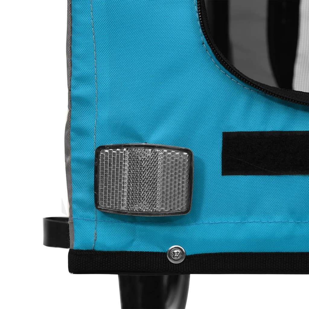 Remorque de vélo pour animaux fer et tissu Oxford bleu et gris 124 x 53 x 53 cm - PANGIVO - Image 10
