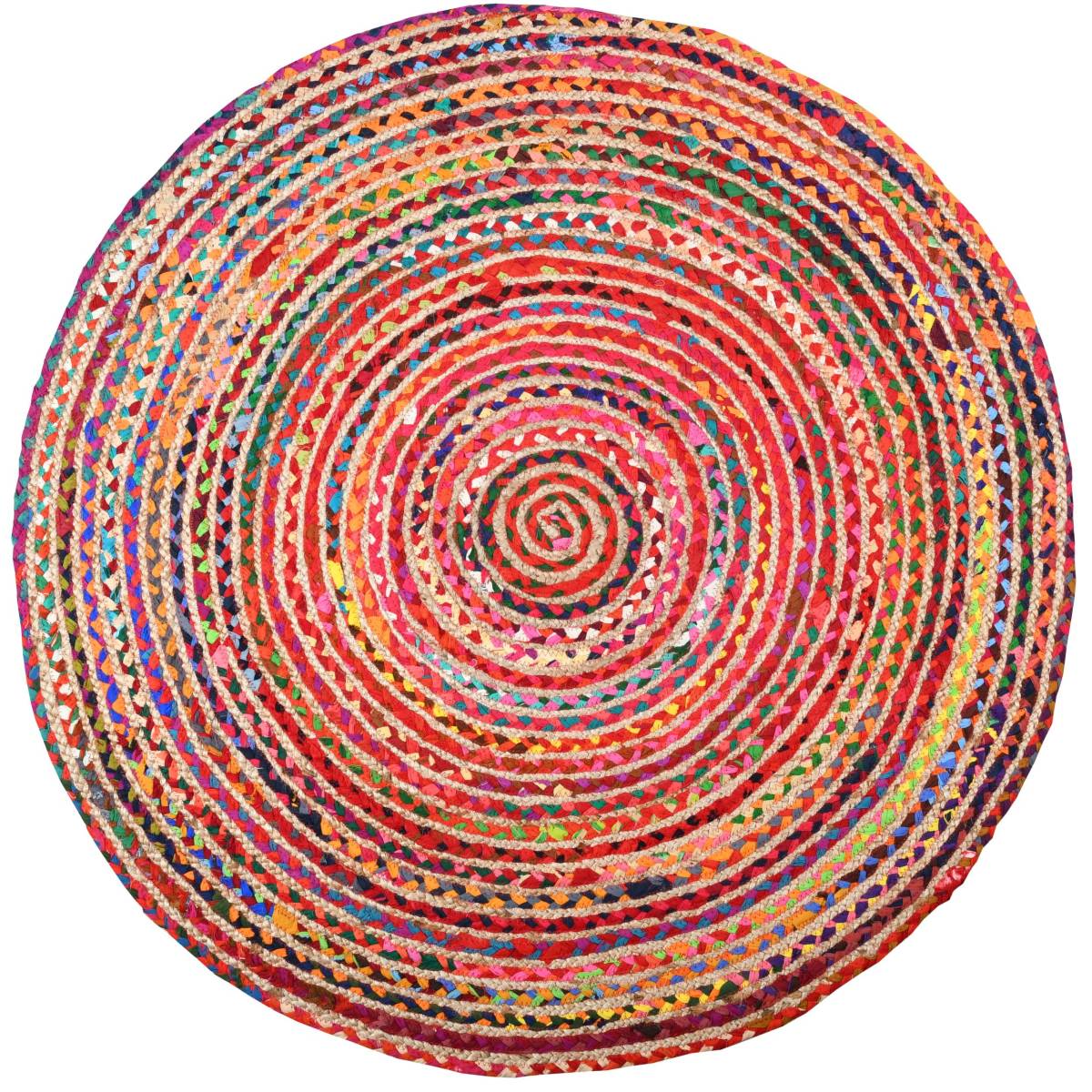 Aubry Gaspard - Tapis rond coloré en jute et en coton India Ø 120 - Imagen 1