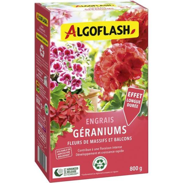 Algoflash - Engrais géraniums - ALGOFLASH - Géraniums, fleurs de massifs & balcons - 800 g - UAB