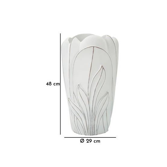 Vase Déco en Résine "Gardy" 48cm Blanc - Image 6