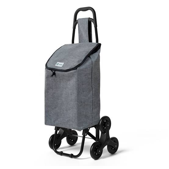 Chariot de courses pliable monte escalier style oxford gris - Image 1