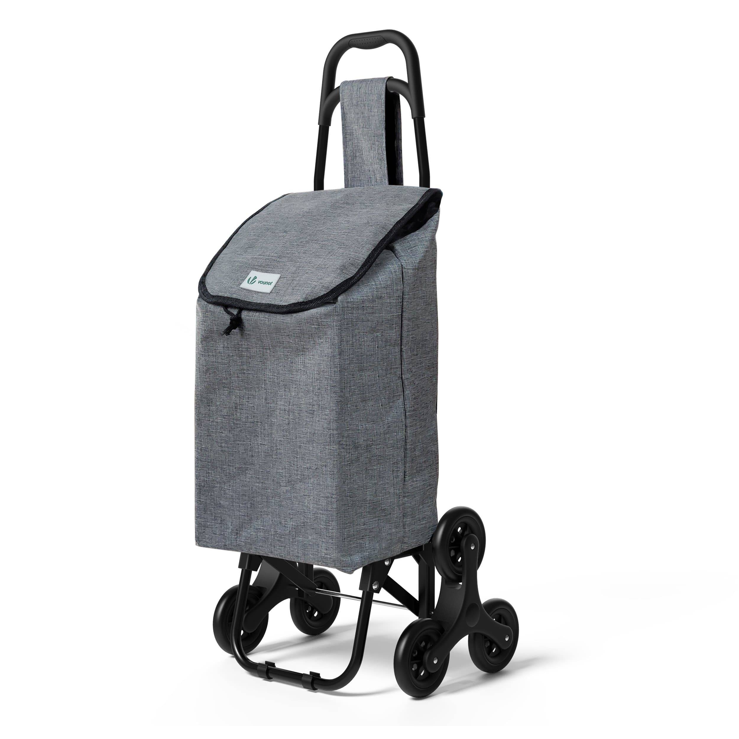 Chariot de courses pliable monte escalier style oxford gris - Image 1
