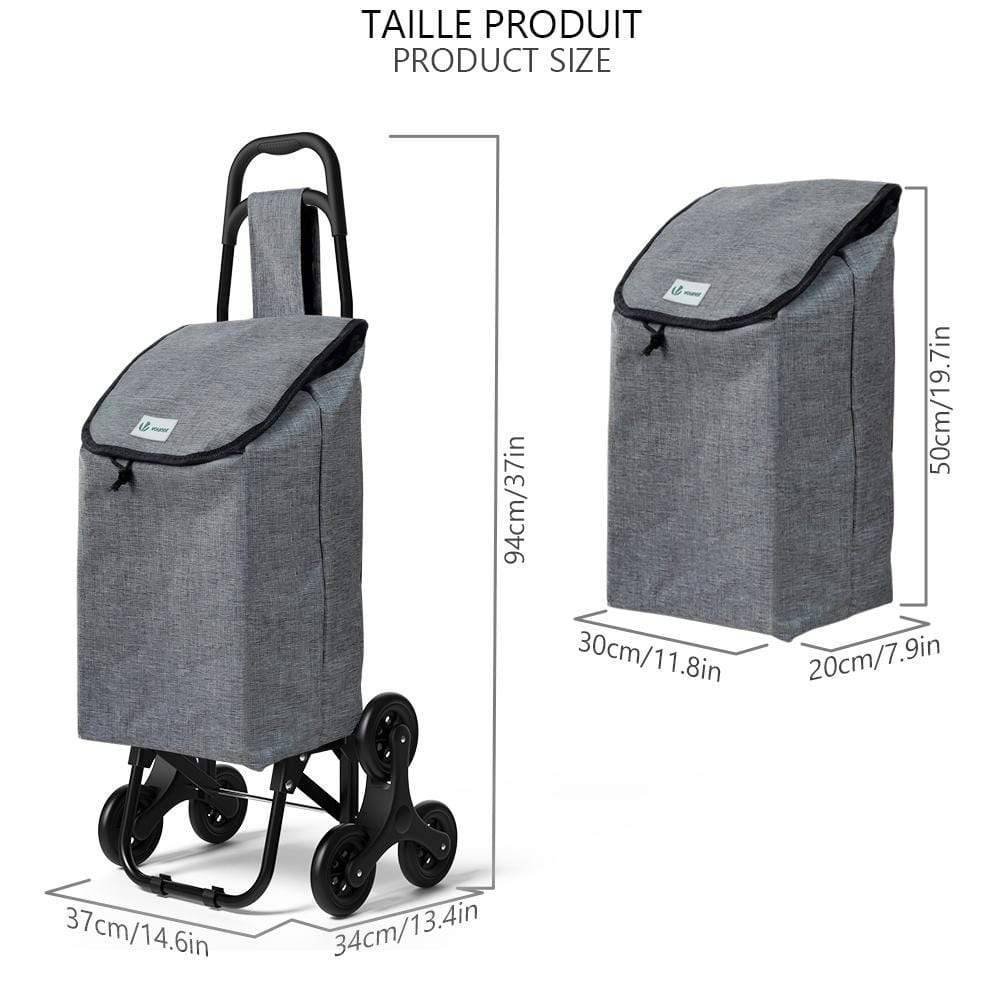 Chariot de courses pliable monte escalier style oxford gris - Image 7