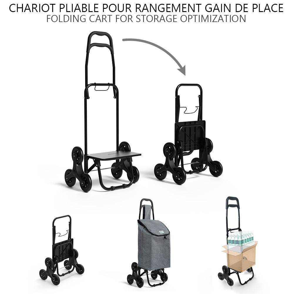 Chariot de courses pliable monte escalier style oxford gris - Image 6