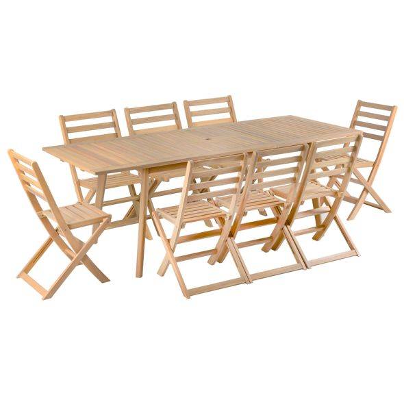 Beau Rivage - Ensemble table et 8 chaises MOLA extensible 160/220cm en bois d'acacia Beau Rivage - Imagen 1