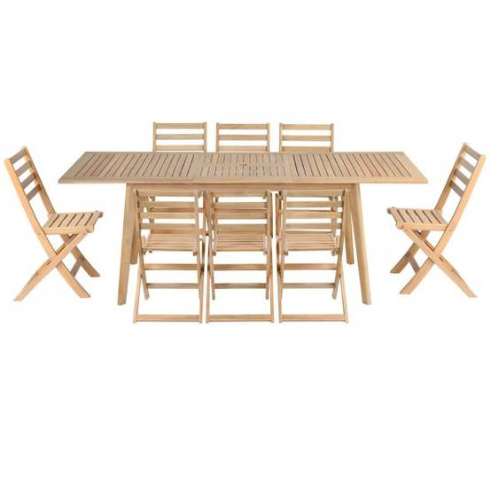 Beau Rivage - Ensemble table et 8 chaises MOLA extensible 160/220cm en bois d'acacia Beau Rivage - Imagen 5