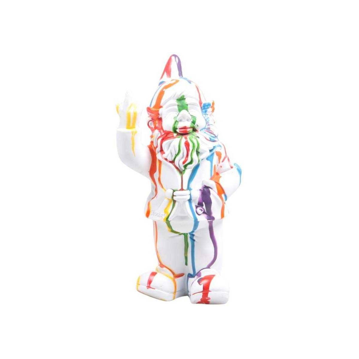 Stoobz - Nain de jardin en résine doigt d'honneur 7 x 8 x 20 cm Multicolore