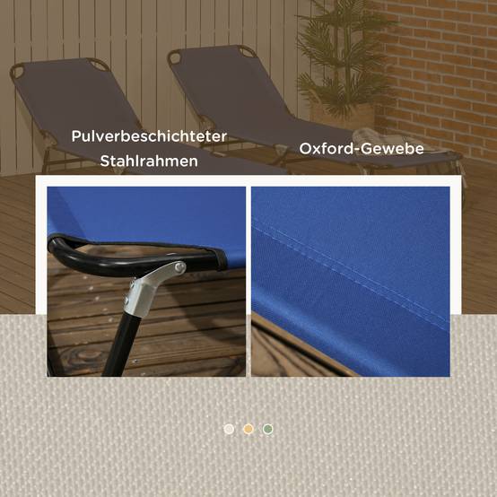 Ensemble de 2 transats de jardin pliants avec dossier réglable en hauteur dans 5 directions, jusqu’à 120 kg, chargeable - Image 6