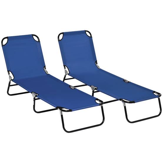 Ensemble de 2 transats de jardin pliants avec dossier réglable en hauteur dans 5 directions, jusqu’à 120 kg, chargeable - Image 1