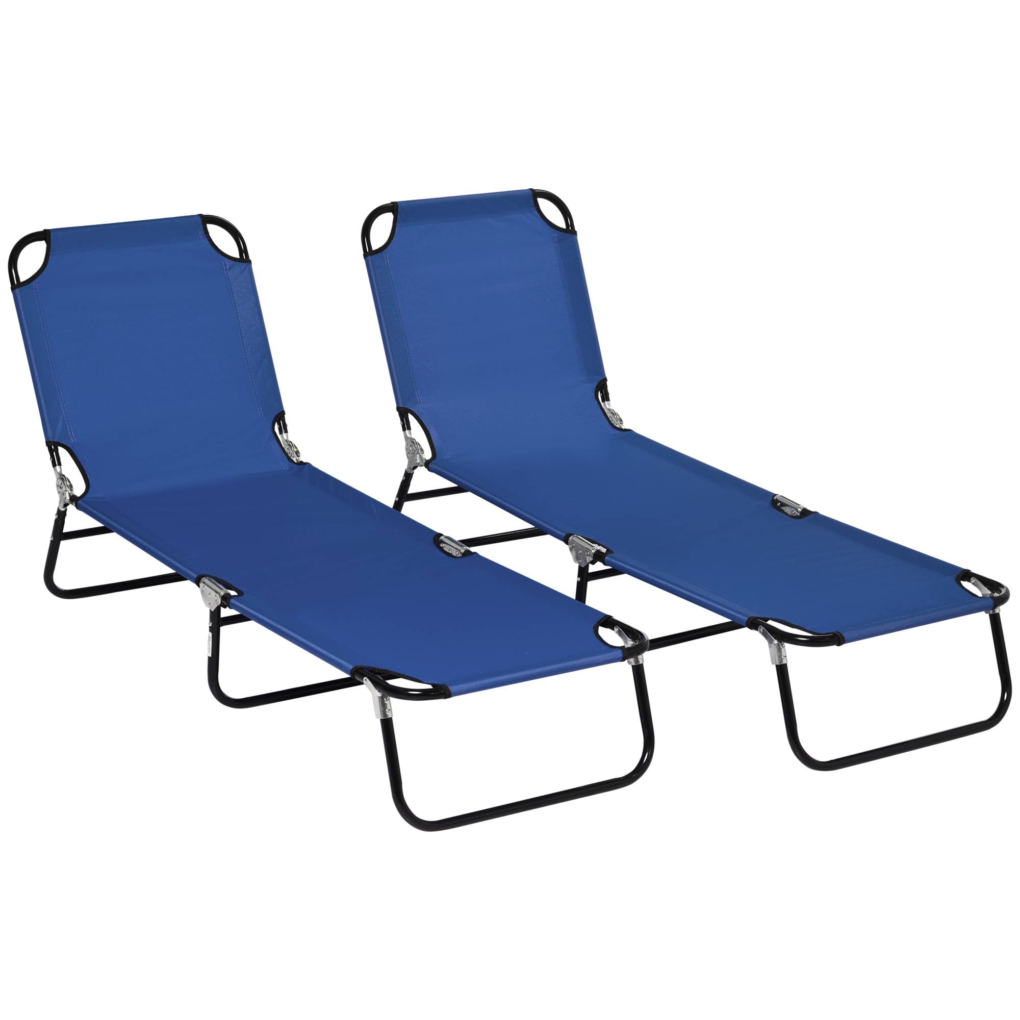 Ensemble de 2 transats de jardin pliants avec dossier réglable en hauteur dans 5 directions, jusqu’à 120 kg, chargeable - Image 1