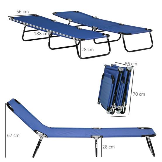 Ensemble de 2 transats de jardin pliants avec dossier réglable en hauteur dans 5 directions, jusqu’à 120 kg, chargeable - Image 3