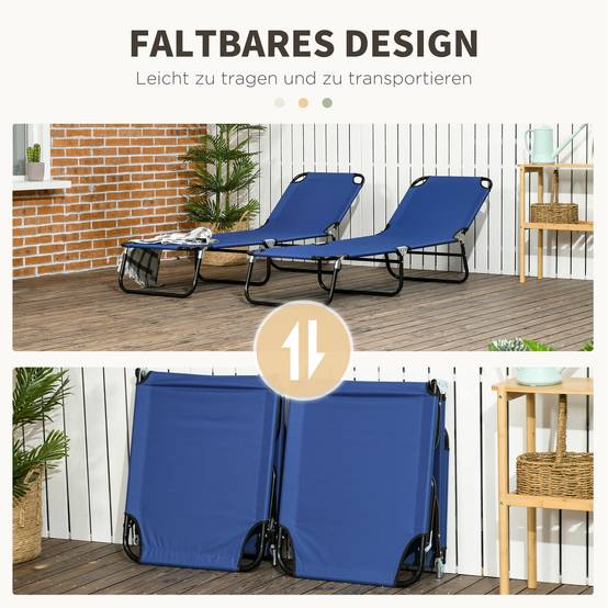 Ensemble de 2 transats de jardin pliants avec dossier réglable en hauteur dans 5 directions, jusqu’à 120 kg, chargeable - Image 5