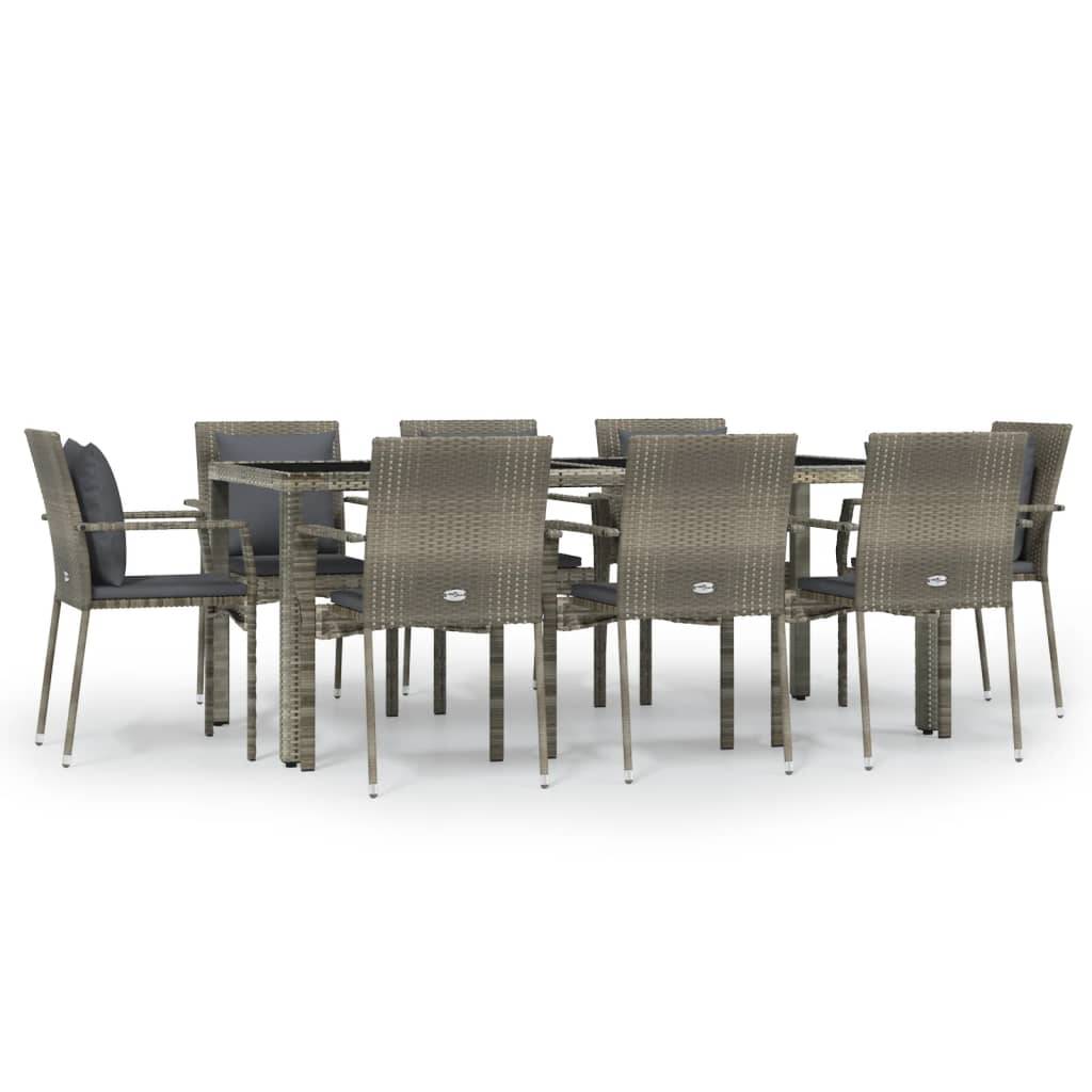 Salon de Jardin 8 Personnes Résine Tressée Grise Table Verre 190cm – ComfortXL Outdoor Living - Image 2