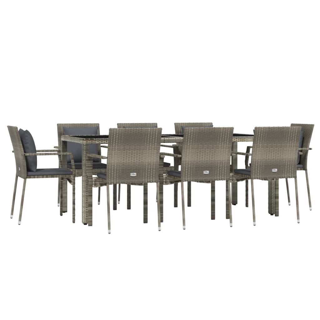 Salon de Jardin 8 Personnes Résine Tressée Grise Table Verre 190cm – ComfortXL Outdoor Living - Image 3