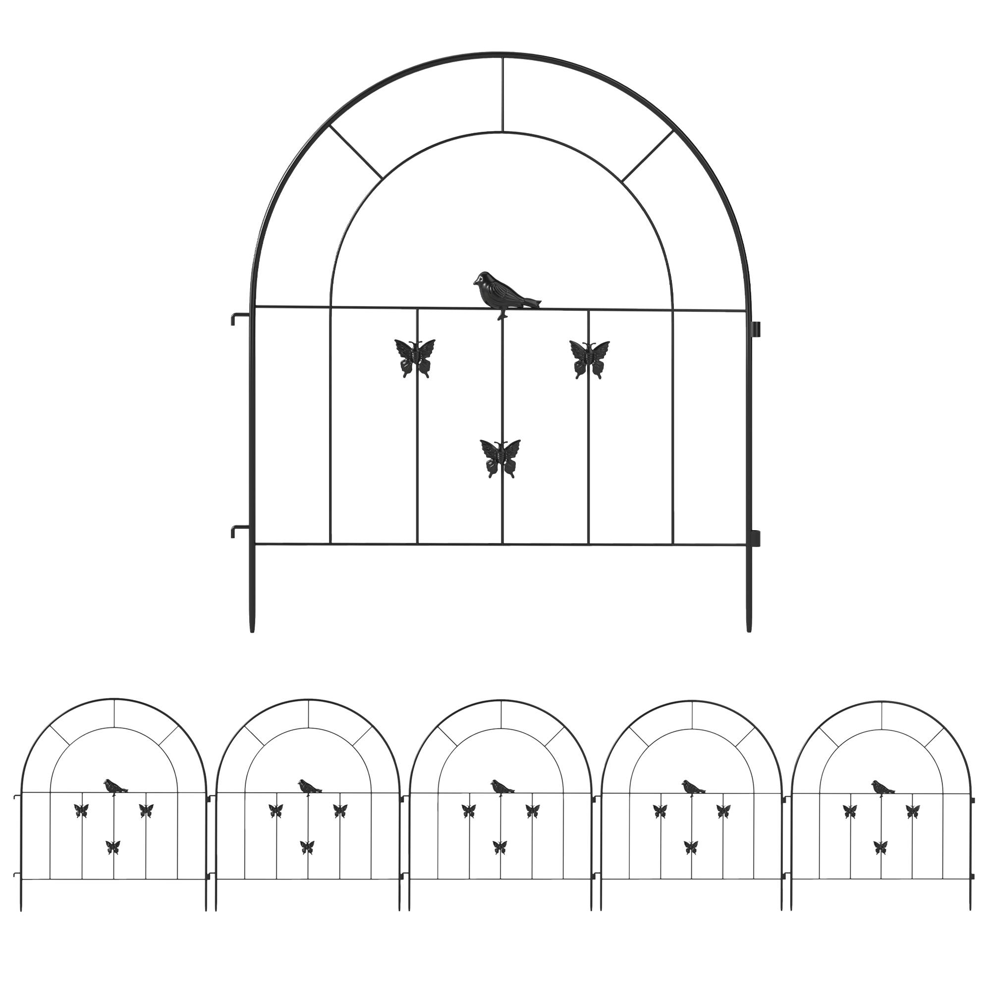Verse de jardin, clôture décorative en acier 300cmx70cm, Noir