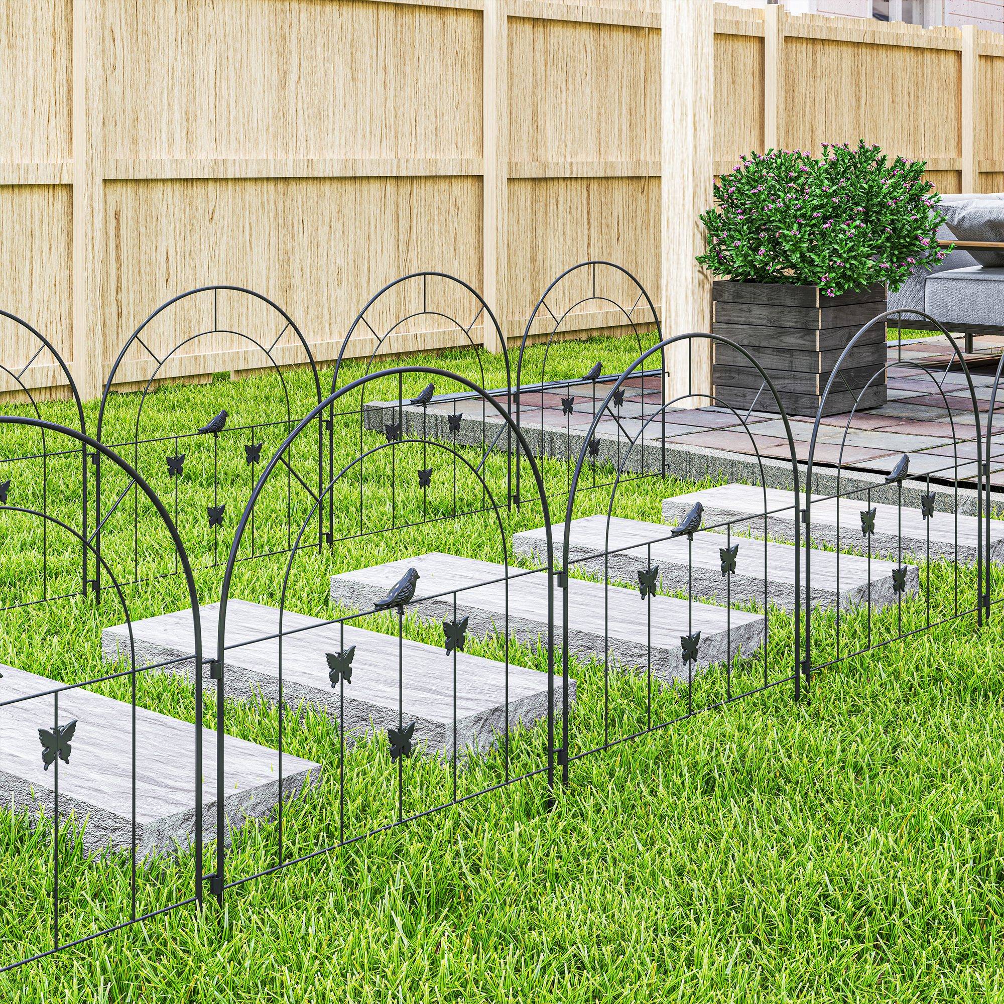 Verse de jardin, clôture décorative en acier 300cmx70cm, Noir - Image 4