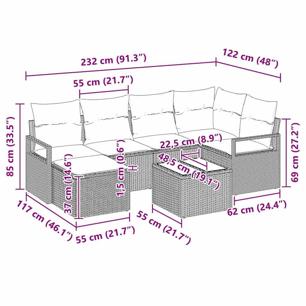 Vidaxl - Ensemble de Canapés 7 pcs Beige polyrotin vidaXL 3346461 - Image 3