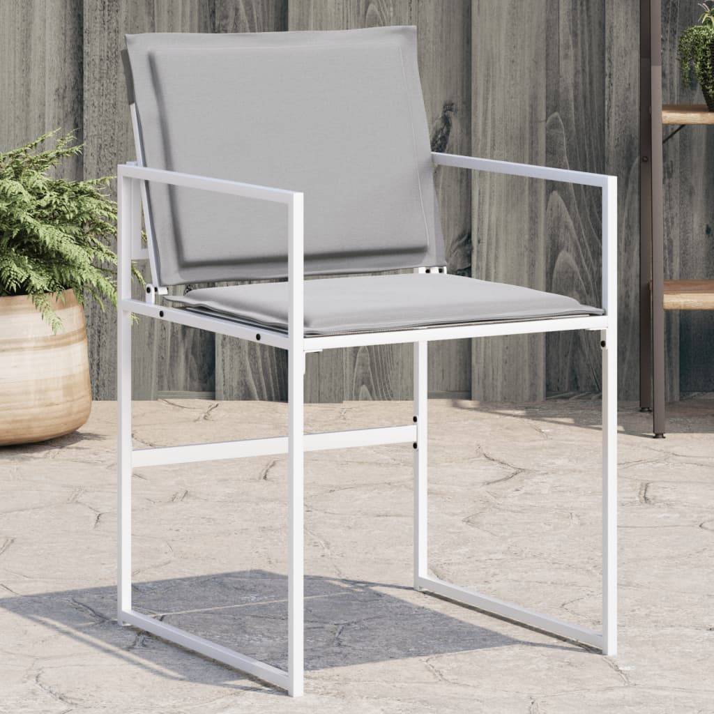 Chaises de jardin avec coussins blanc acier/textilène 50,5 x 51 x 81,5 cm (lot de 4), Poids :23.9kg - PANGIVO - Image 1