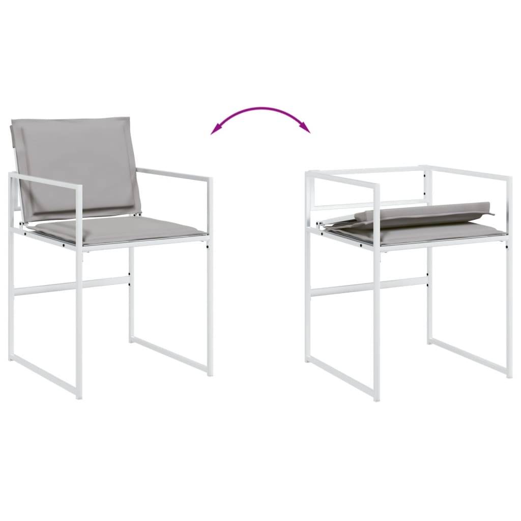 Chaises de jardin avec coussins blanc acier/textilène 50,5 x 51 x 81,5 cm (lot de 4), Poids :23.9kg - PANGIVO - Image 8