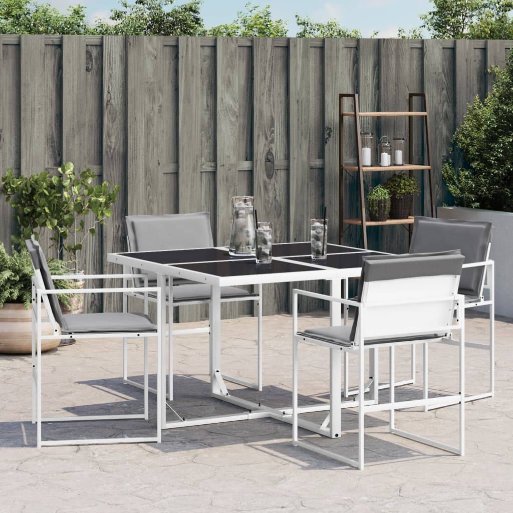 Chaises de jardin avec coussins blanc acier/textilène 50,5 x 51 x 81,5 cm (lot de 4), Poids :23.9kg - PANGIVO - Image 3