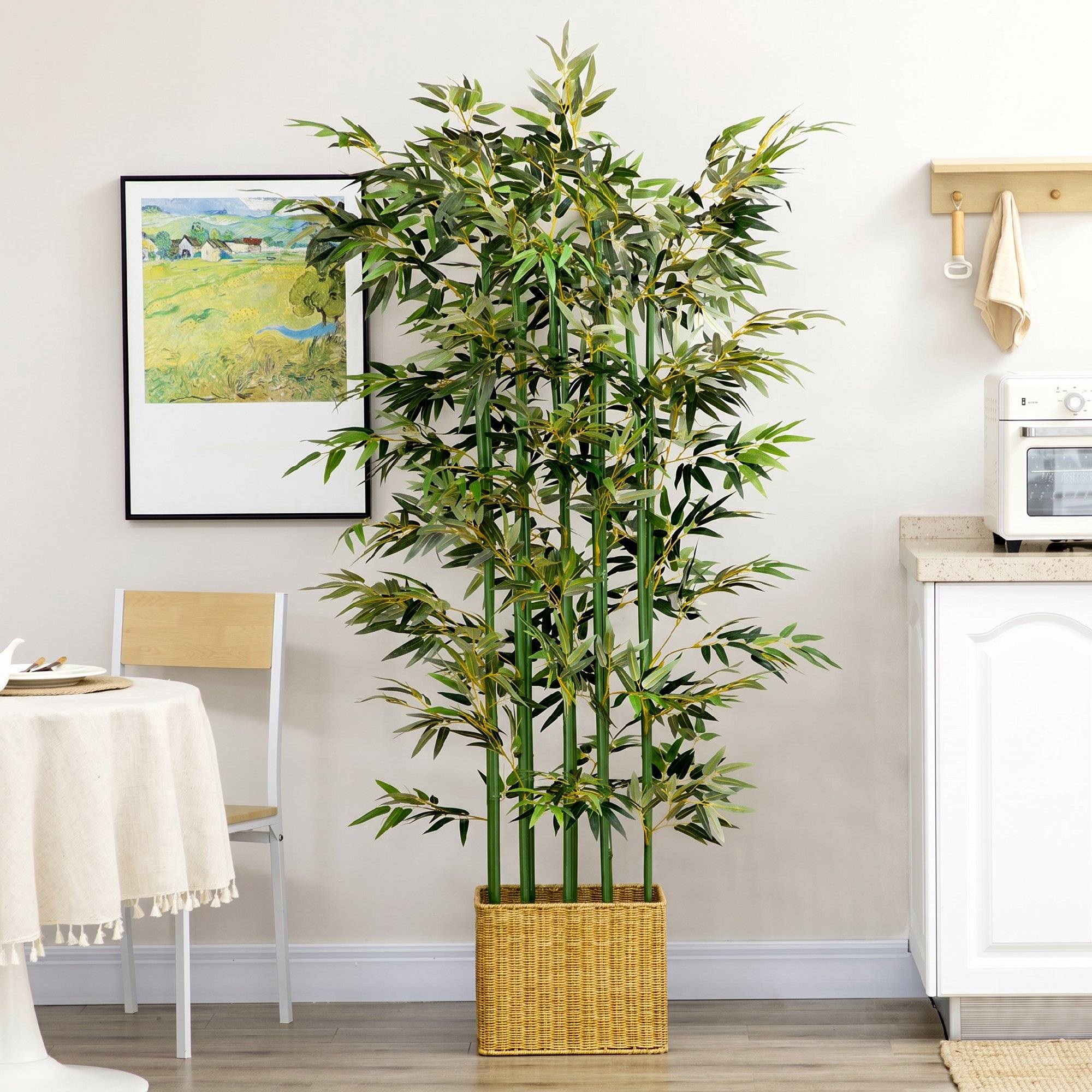 ComfortXL - Bambou artificiel en polyester et bambou 180 cm vert avec pot en pin pour salon ou bureau sans entretien - Image 6