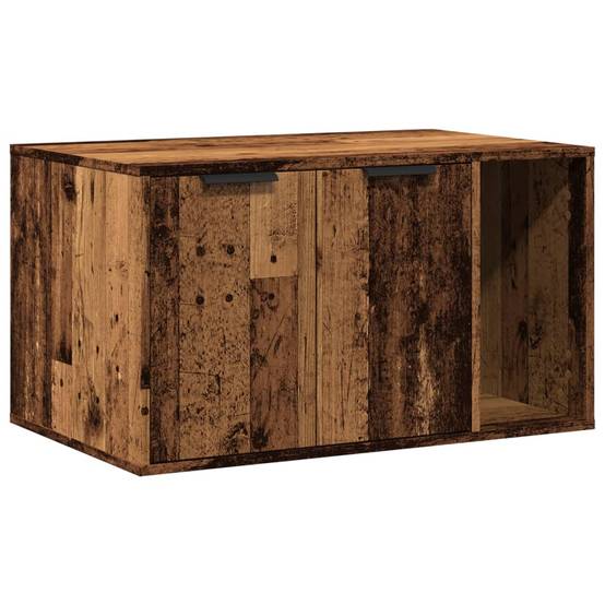 Meuble de bac à litière pour chat bois d'ingénierie vieux bois 80 x 50 x 45 cm - PANGIVO - Image 2