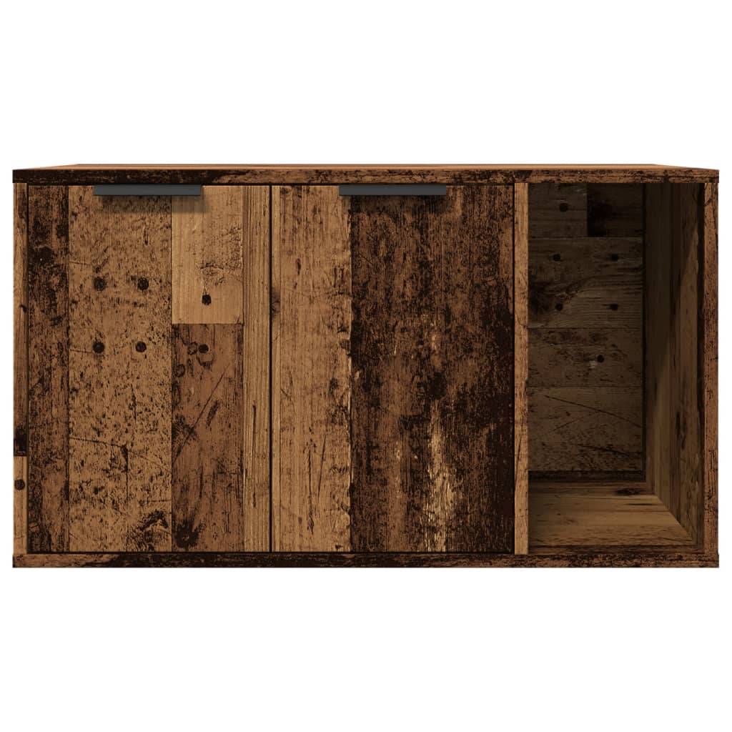 Meuble de bac à litière pour chat bois d'ingénierie vieux bois 80 x 50 x 45 cm - PANGIVO - Image 5