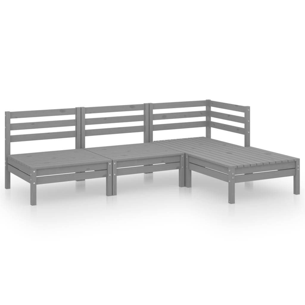 Helloshop26 - Salon de jardin meuble d'extérieur ensemble de mobilier 4 pièces bois de pin massif gris - Imagen 1
