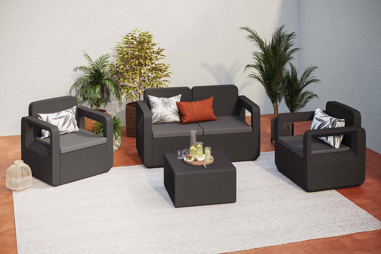 Salon de jardin design résine tressée injectée anthracite FUTURA - Image 2