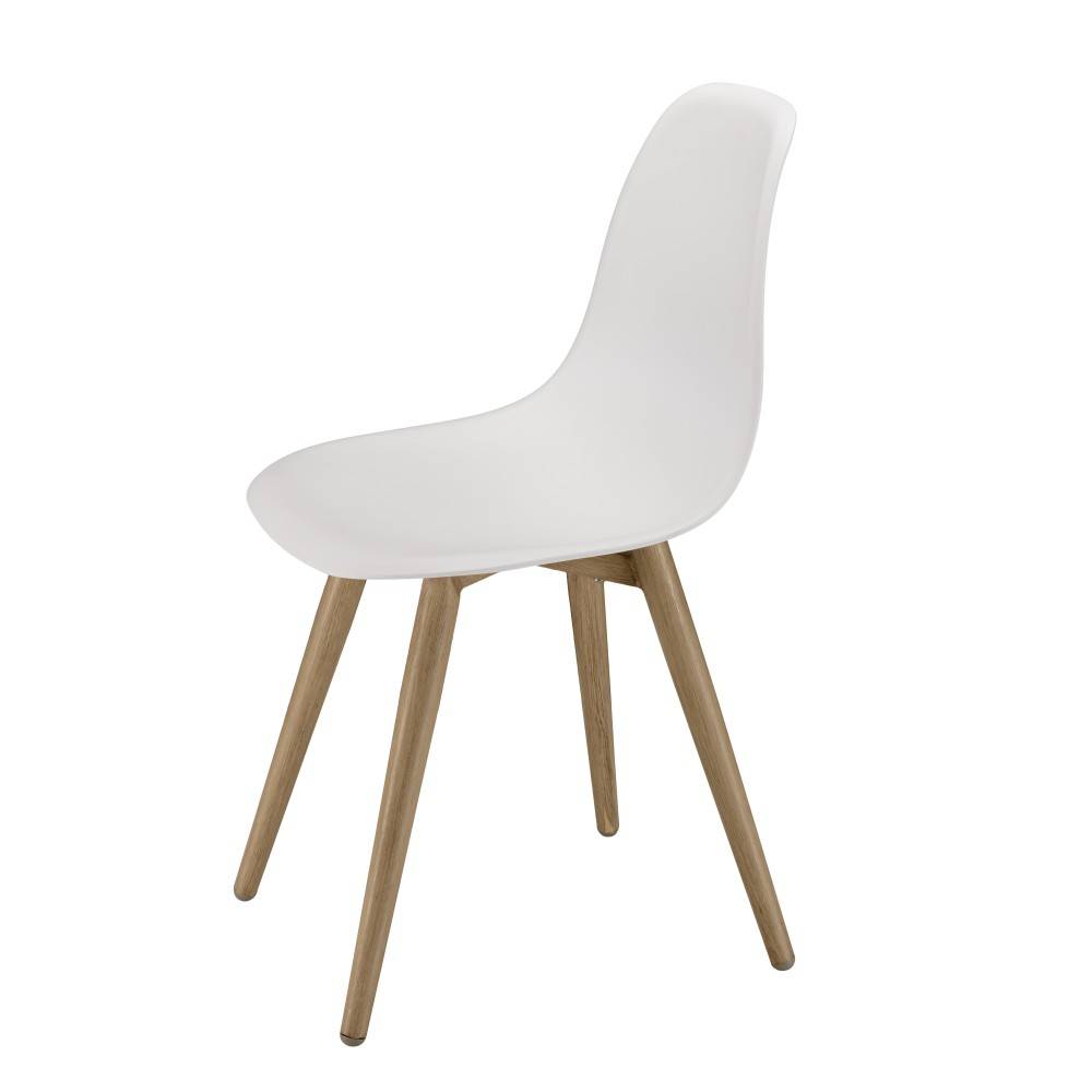Macabane - MALO - Lot de 2 chaises blanches pieds couleur naturelle - Imagen 8