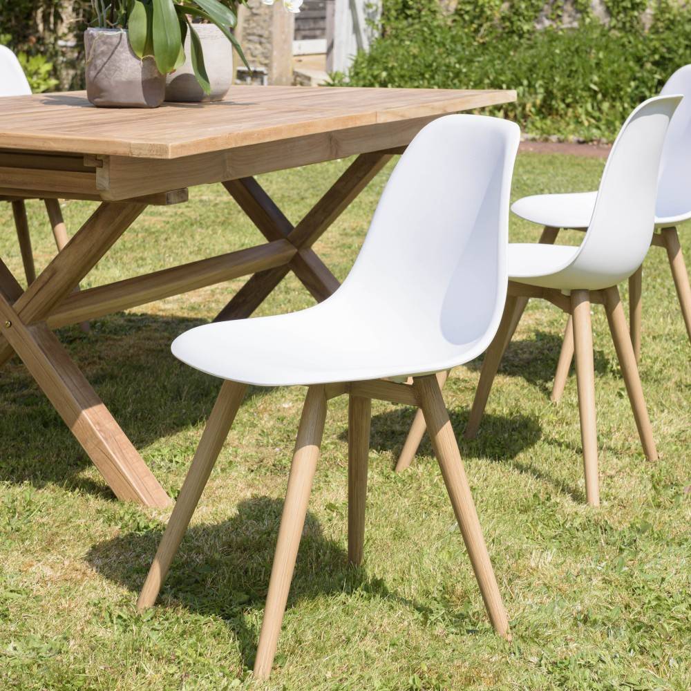 Macabane - MALO - Lot de 2 chaises blanches pieds couleur naturelle - Imagen 6