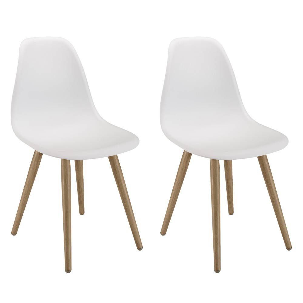 Macabane - MALO - Lot de 2 chaises blanches pieds couleur naturelle - Imagen 1