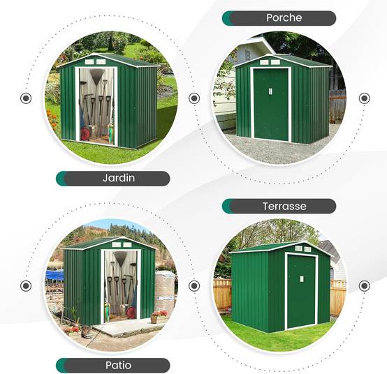 Abri de jardin remise de stockage avec porte coulissante et 2 fenêtres 213 x 127 x 185 cm - Image 6