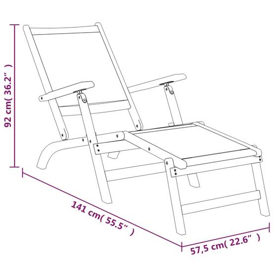 Lot de 2 Bain de soleil - Transats - Chaises longues Acacia massif et textilène - MEUBLE PRO - Image 7