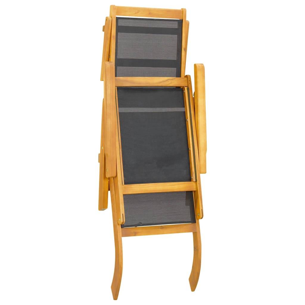 Lot de 2 Bain de soleil - Transats - Chaises longues Acacia massif et textilène - MEUBLE PRO - Image 5