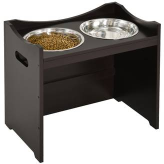 PANGIVO - Support de gamelles pour chien bois MDF et inox marron foncé 54 x 31.5 x 47 cm - PANGIVO