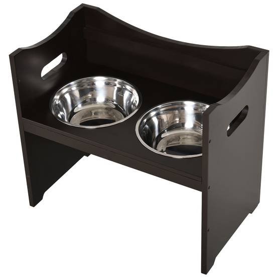 Support de gamelles pour chien bois MDF et inox marron foncé 54 x 31.5 x 47 cm - PANGIVO - Image 10