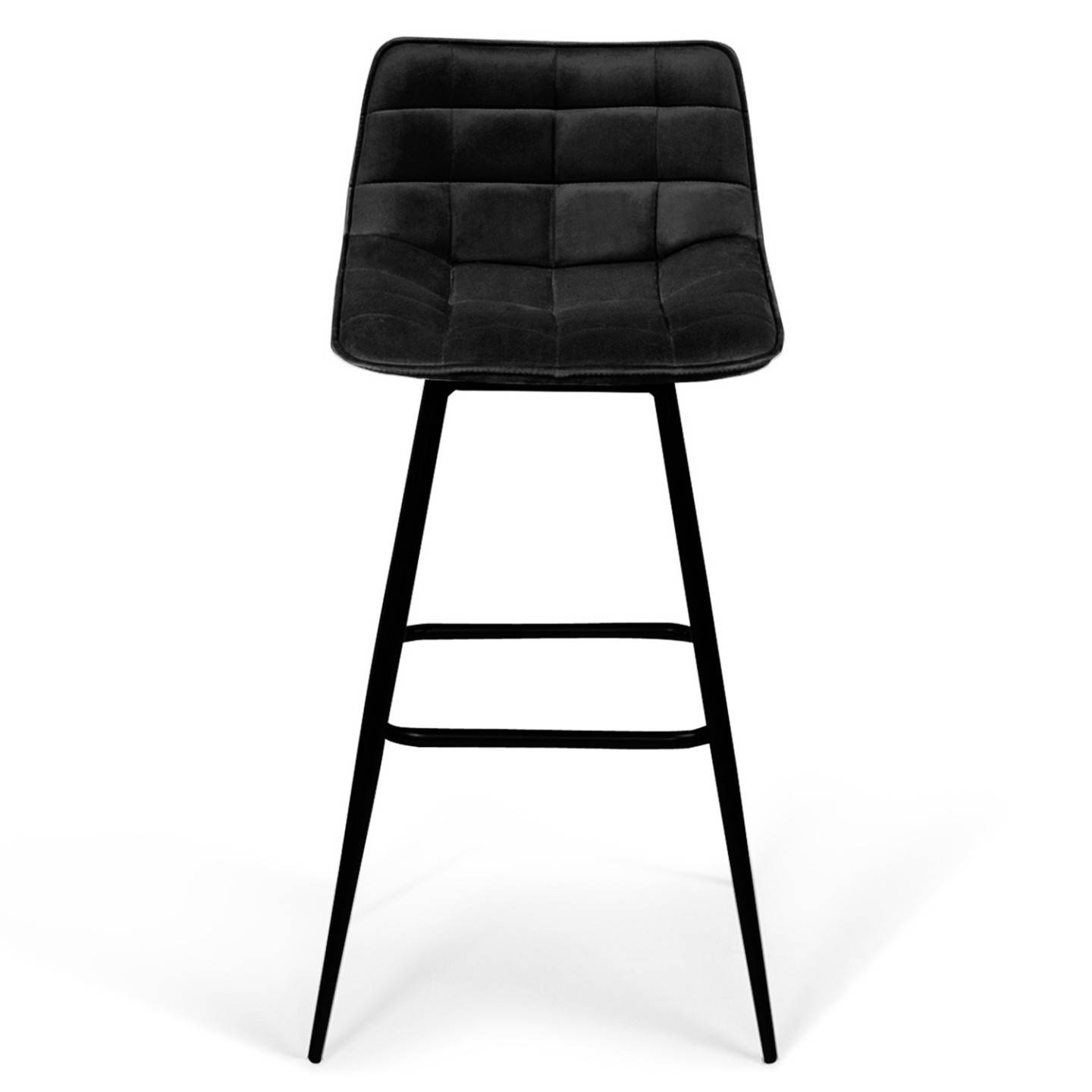 Lot de 4 tabourets de bar MADY en velours noir - Image 3
