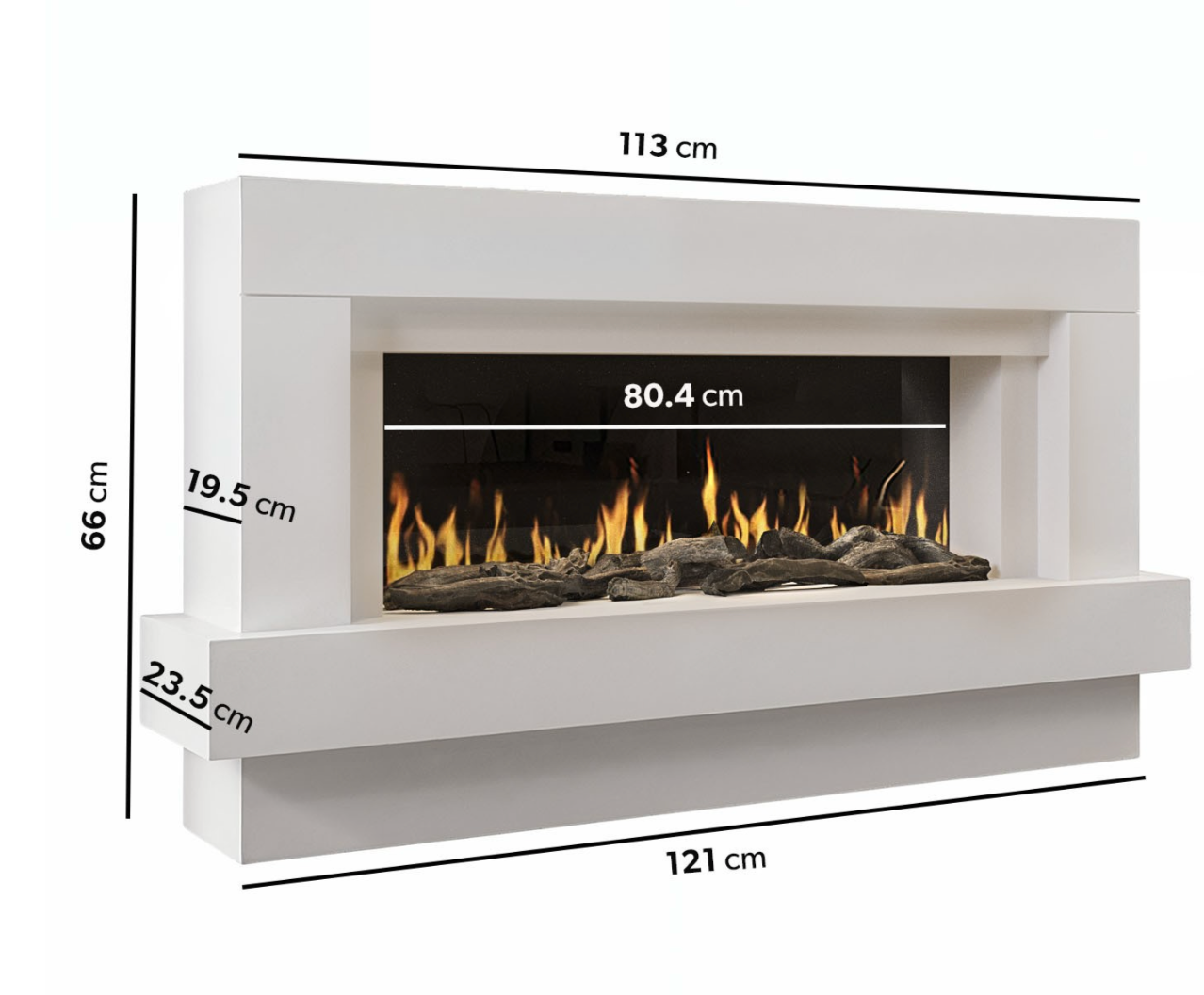 Cheminée électrique design à poser Linéa 121 cm - Effet flammes LEDs - WIFI - Mode economie d'energie- Chauffage - Image 4