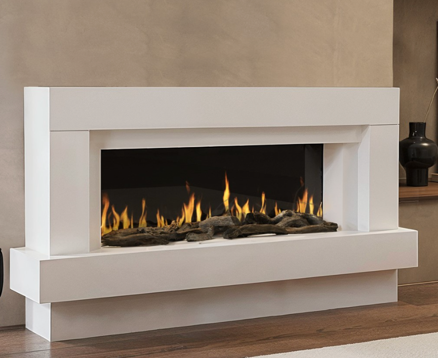 Cheminée électrique design à poser Linéa 121 cm - Effet flammes LEDs - WIFI - Mode economie d'energie- Chauffage - Image 2