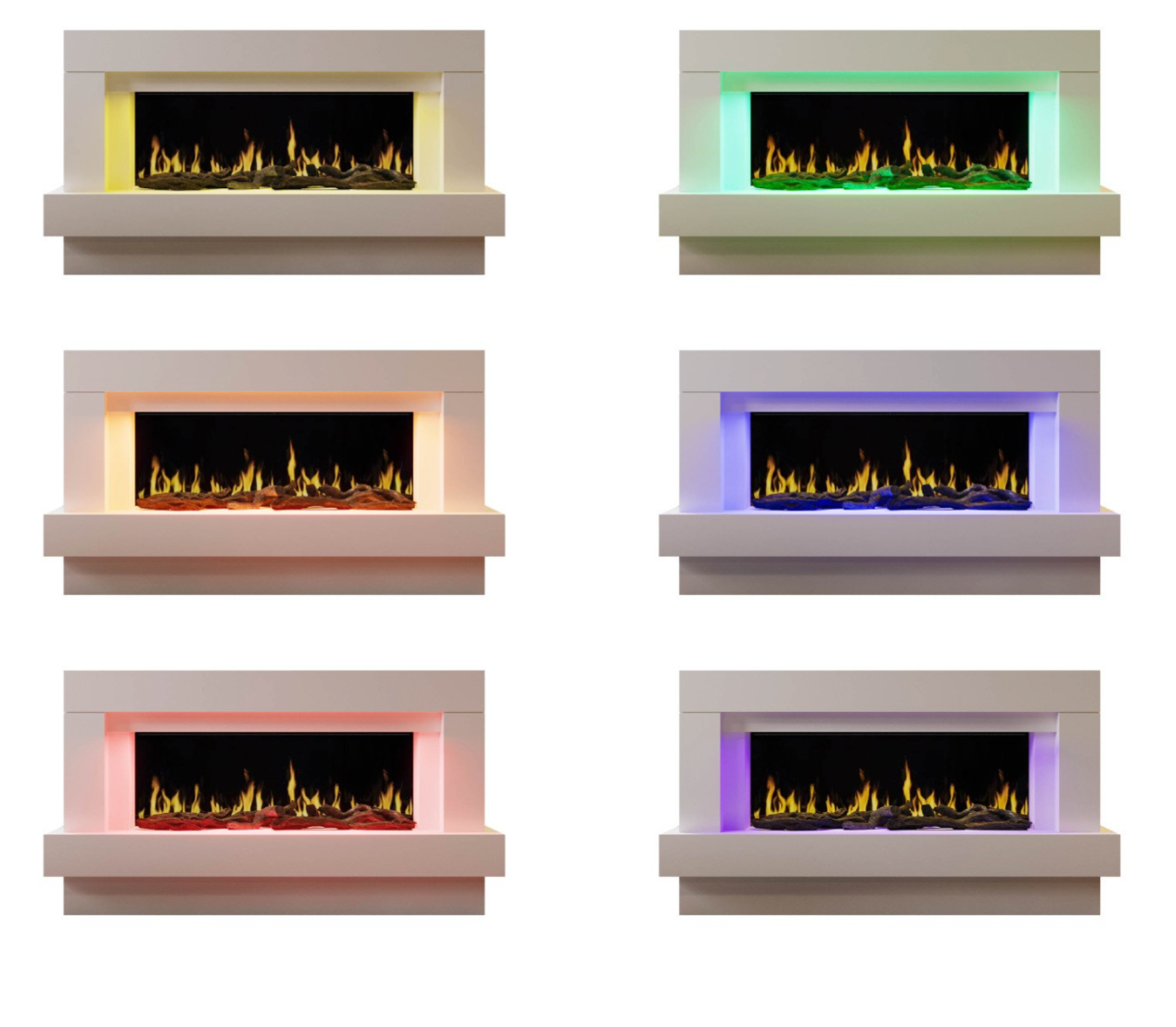 Cheminée électrique design à poser Linéa 121 cm - Effet flammes LEDs - WIFI - Mode economie d'energie- Chauffage - Image 3