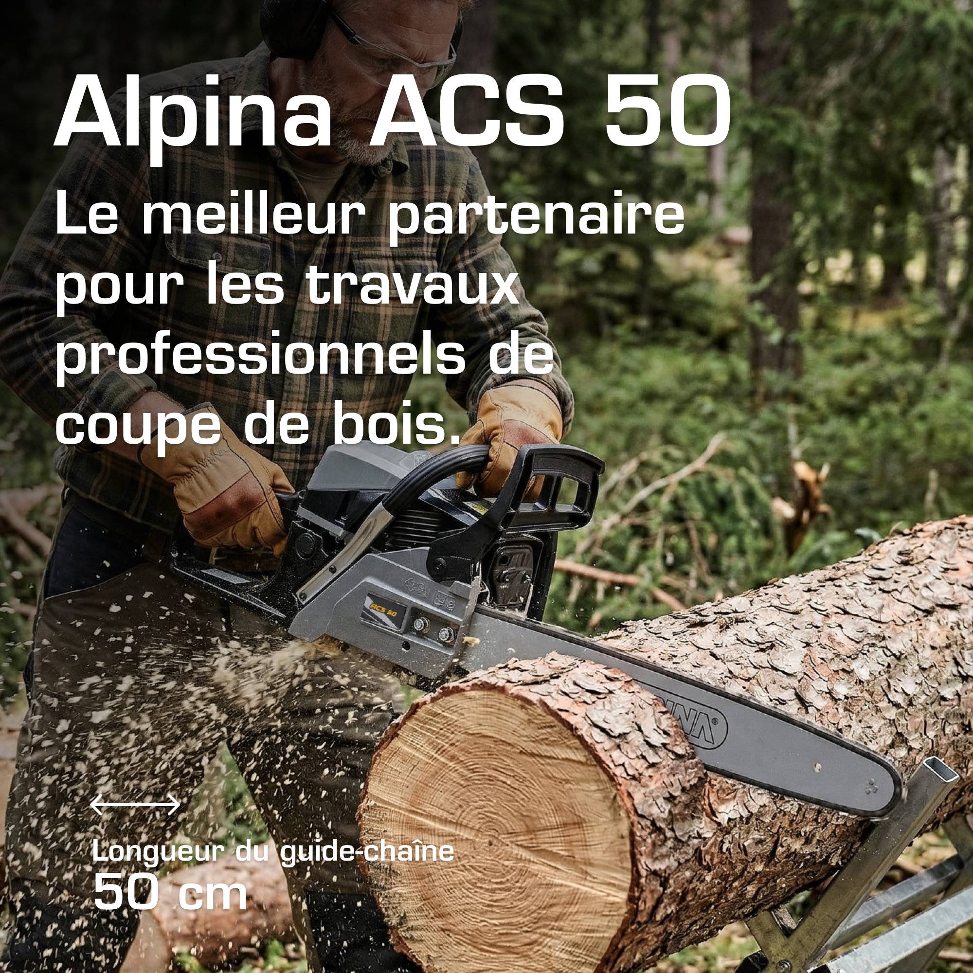 Alpina - Tronçonneuse ACS 50, moteur à essence 49,3cc, guide-chaîne 50cm, pompe à huile automatique, idéale pour professionnels - Alpina - Imagen 2