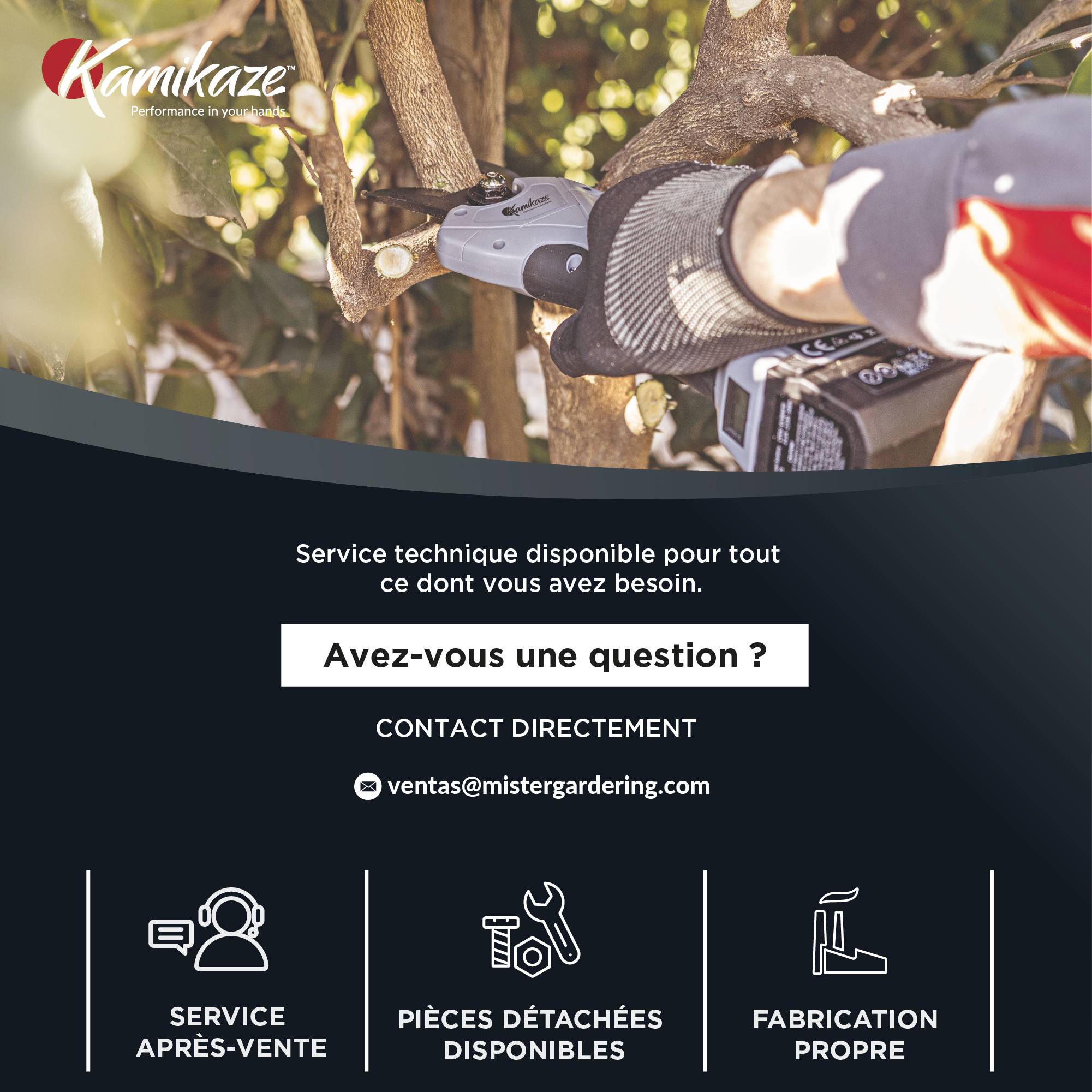 KAMIKAZE KV390. Sécateur électrique professionnel. Avec batterie 21,6 V. Ø 35 mm. Comprend une mallette de transport avec chargeur, 2 batteries - Image 9