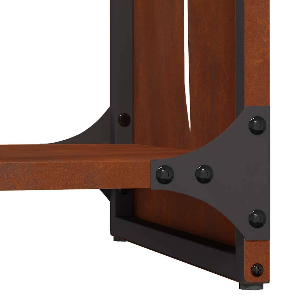 Range-bûches design en acier Corten Stockage intérieur extérieur 40x30x80 cm Argenté - ComfortXL Outdoor Living - Image 10