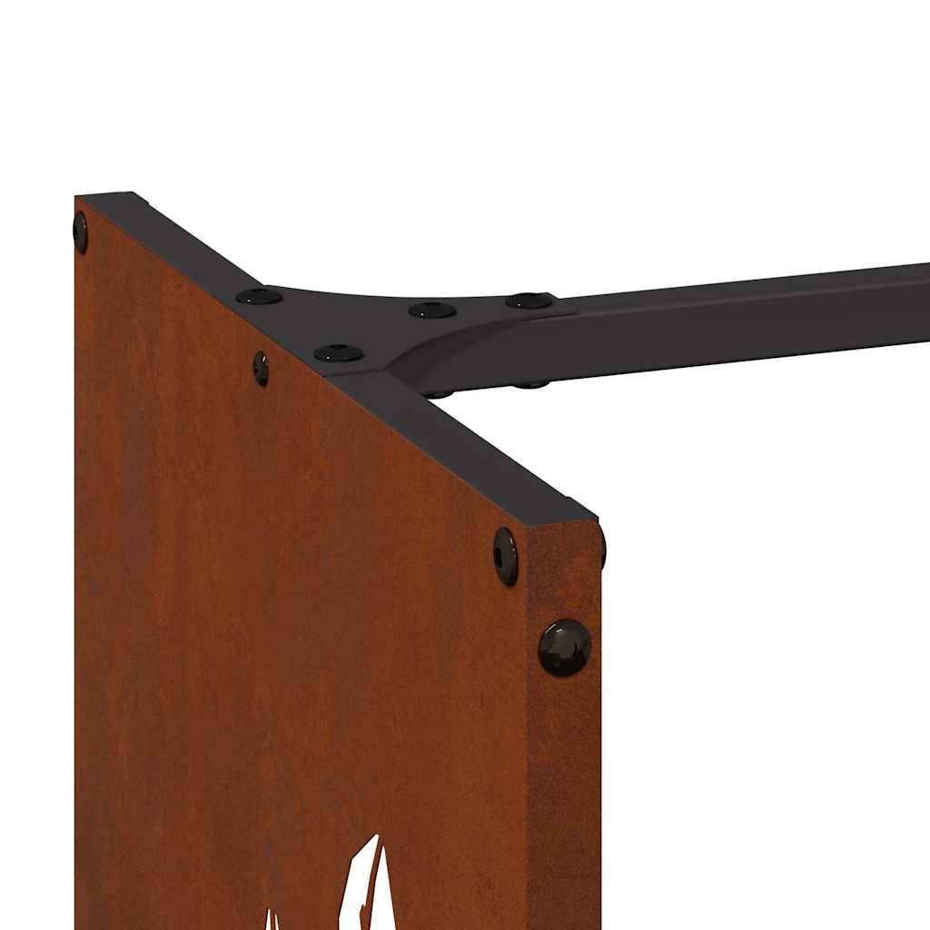 Range-bûches design en acier Corten Stockage intérieur extérieur 40x30x80 cm Argenté - ComfortXL Outdoor Living - Image 9