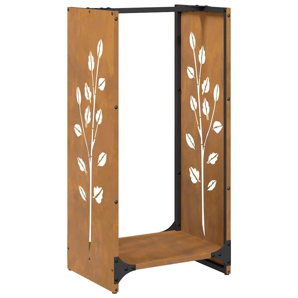 Range-bûches design en acier Corten Stockage intérieur extérieur 40x30x80 cm Argenté - ComfortXL Outdoor Living - Image 2