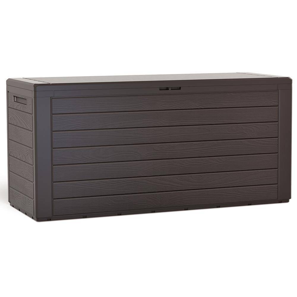 Vounot - Coffre de Rangement Exterieur 280L  en PP 116x44x55CM Style Bois Marron - Image 1